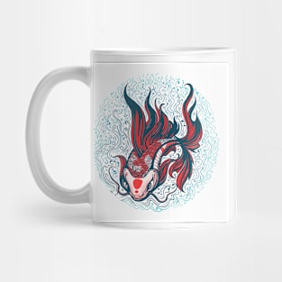 Colorful Koi Carp Hand Drawn Tattoo. Mug